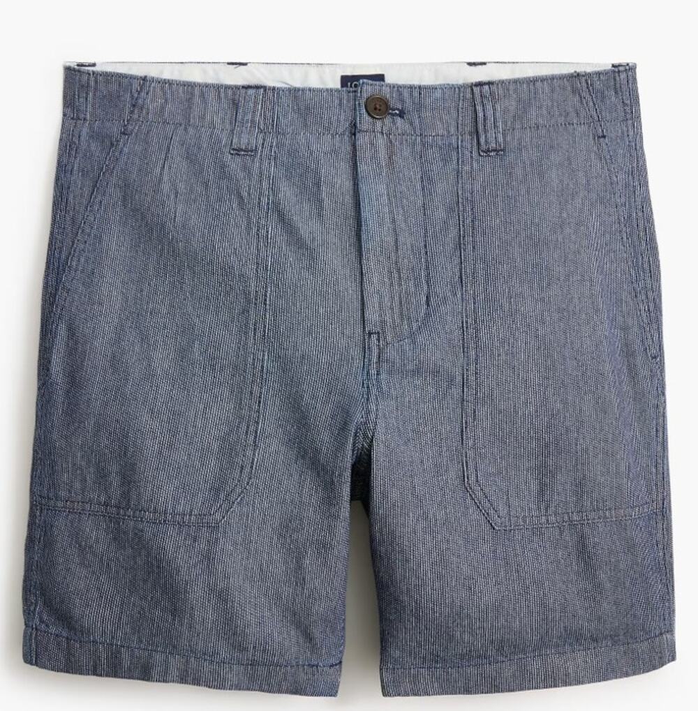 NWT J.CREW Men's Casual Preppy Indigo Blue/White 7" Ripstop Utility Short 36